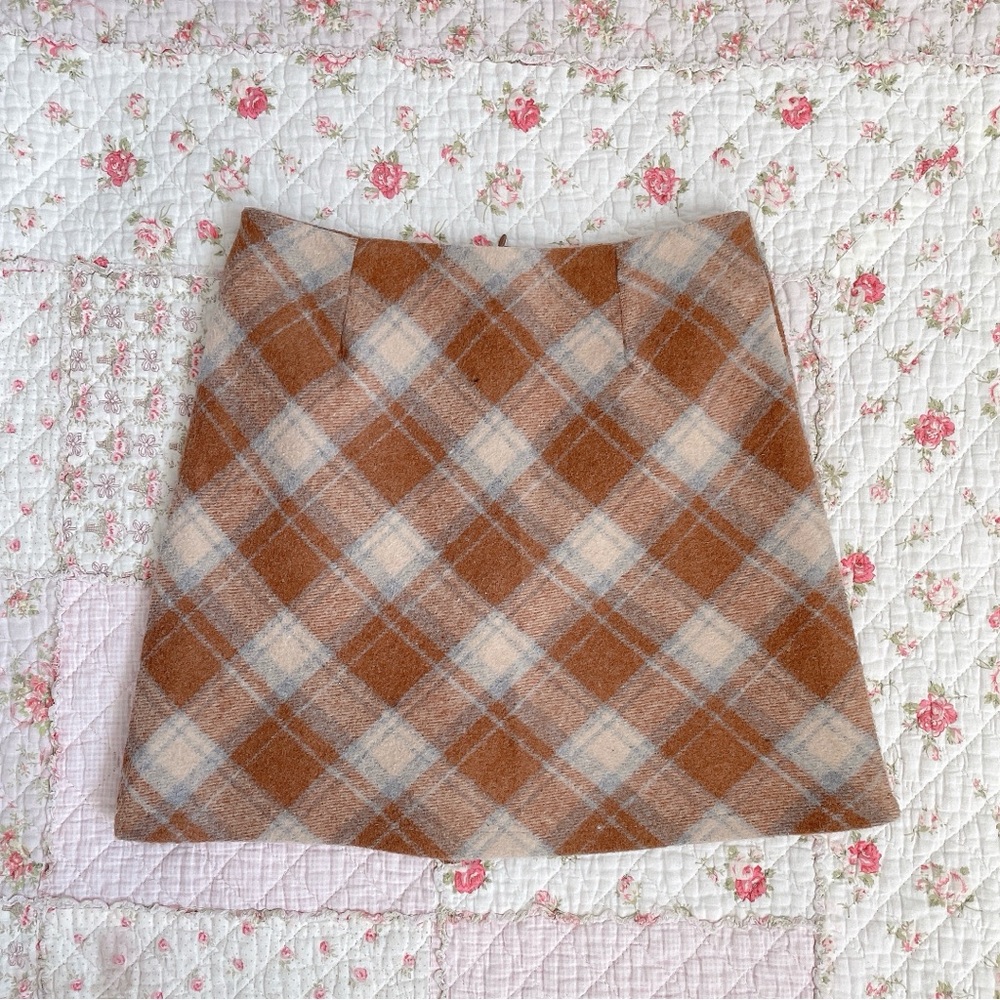 Brown tartan mini skirt